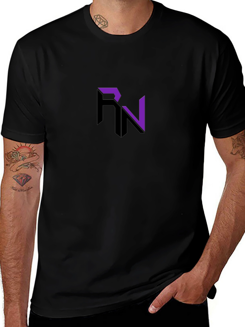 Modern RN Logo Graphic Black T-Shirt