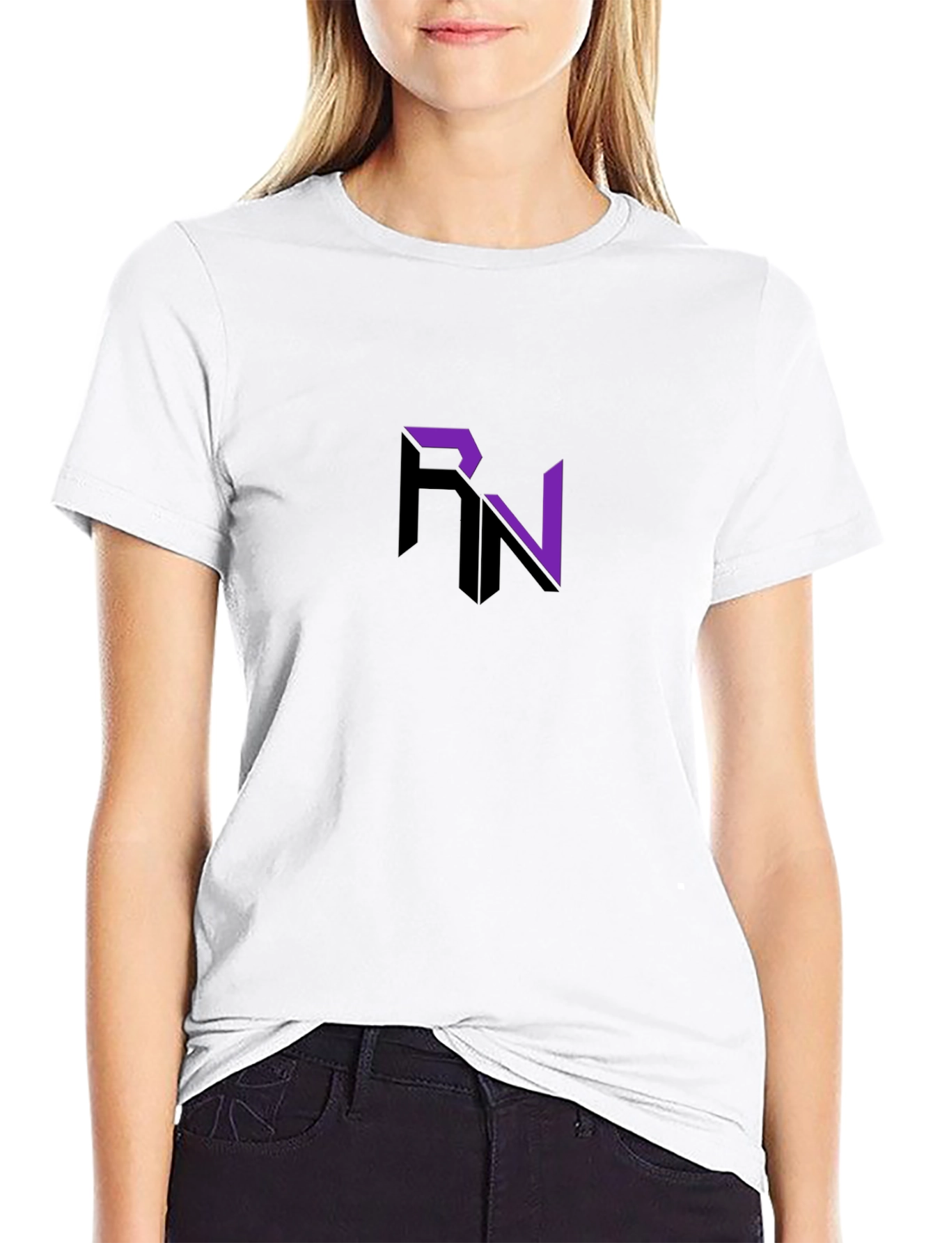 Modern RN Logo Graphic Black T-Shirt
