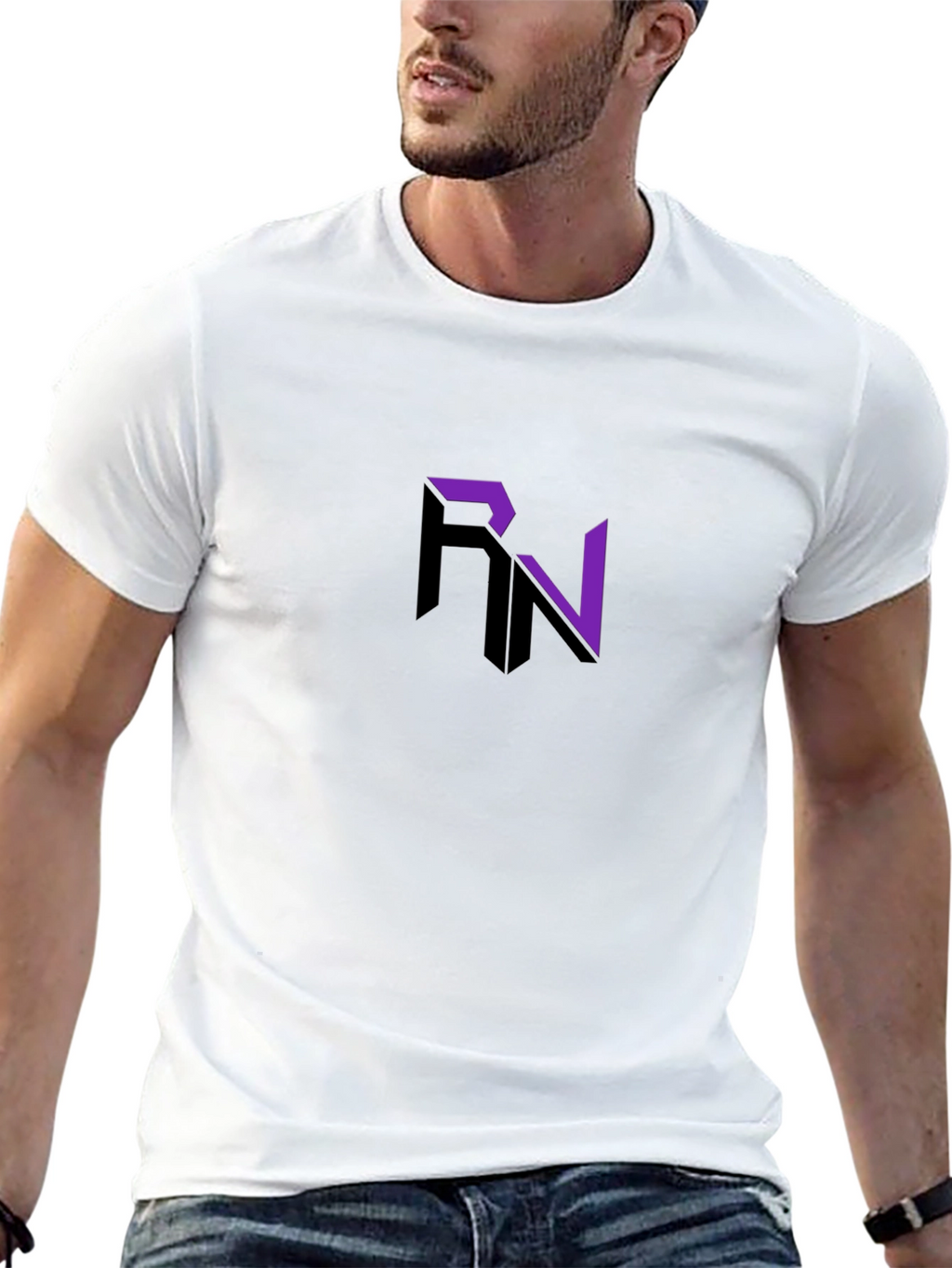 Modern RN Logo Graphic Black T-Shirt