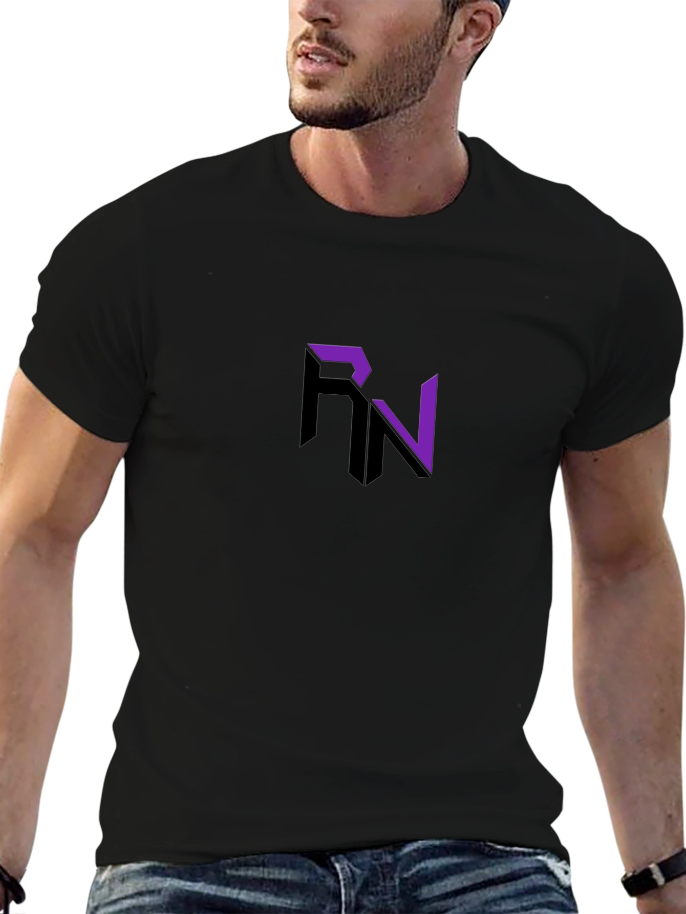 Modern RN Logo Graphic Black T-Shirt