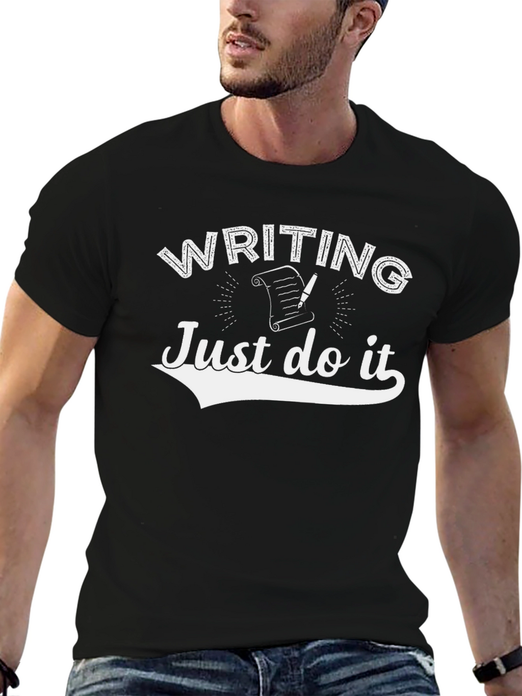 Writing Just Do It Black T-Shirt