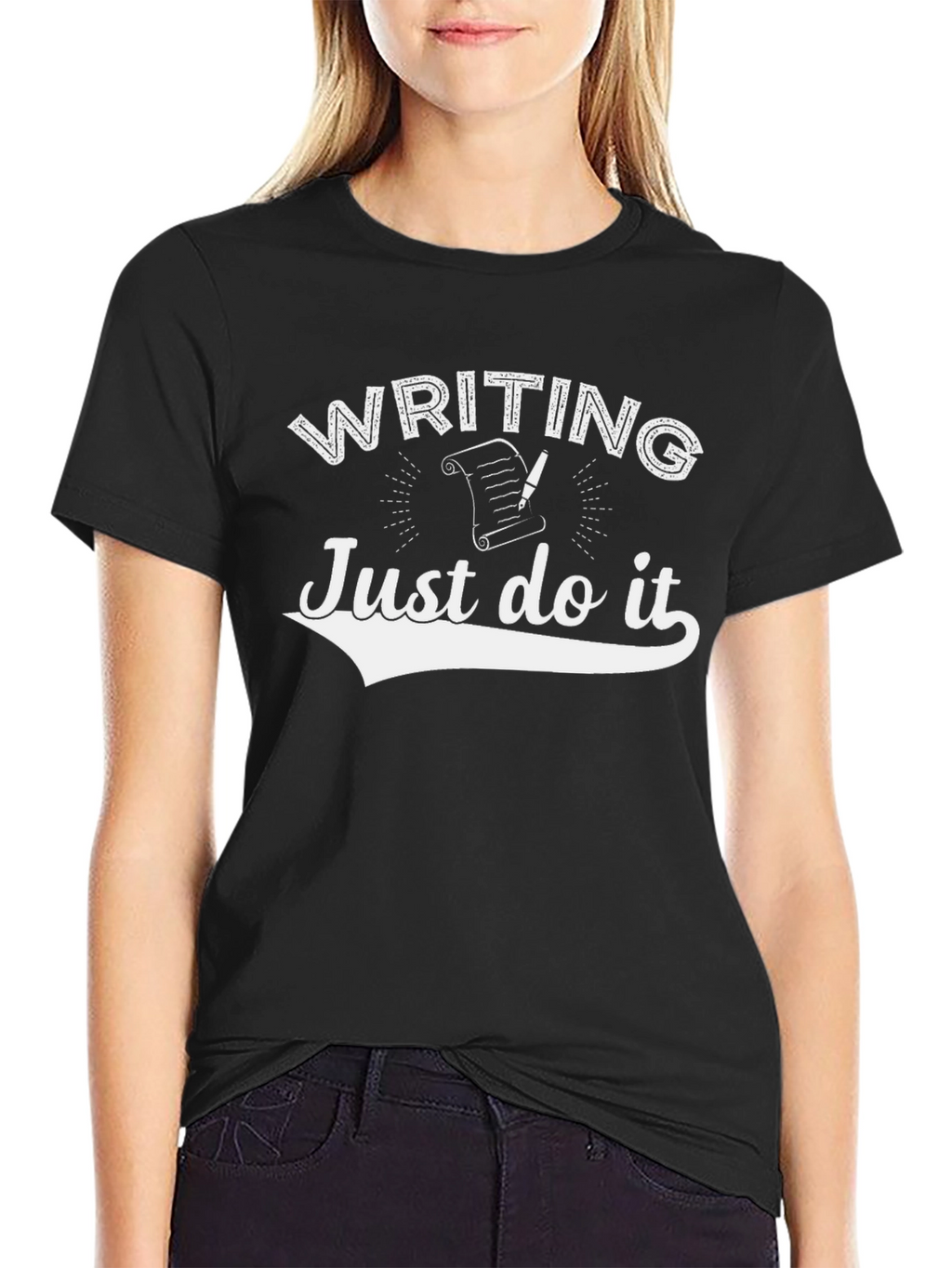 Writing Just Do It Black T-Shirt