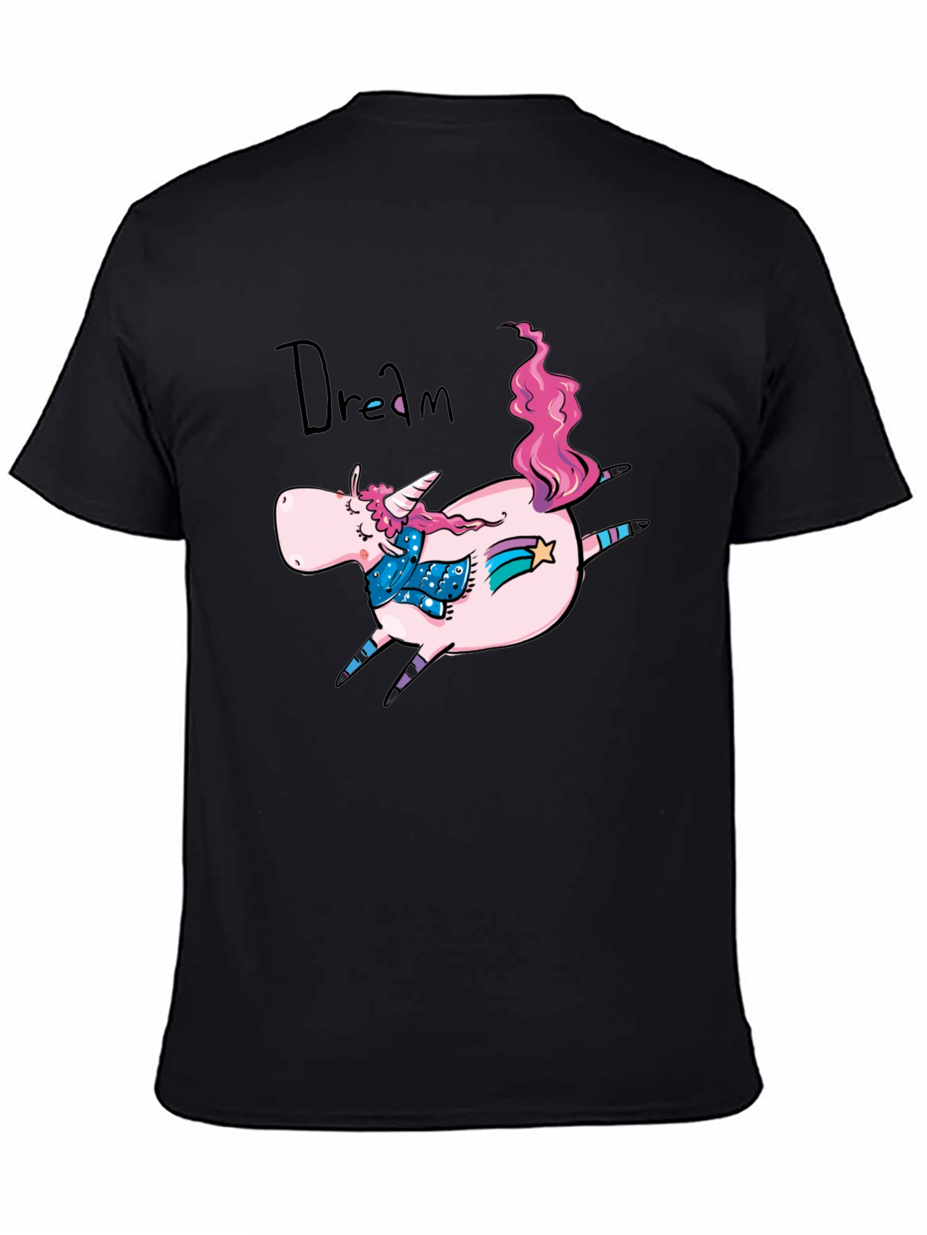 Dreamy Unicorn Graphic Tee - Black Cotton Comfort