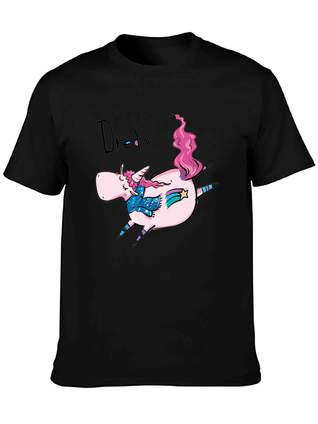 Dreamy Unicorn Graphic Tee - Black Cotton Comfort