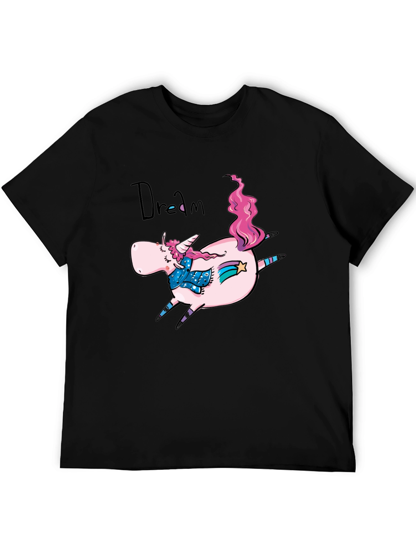 Dreamy Unicorn Graphic Tee - Black Cotton Comfort