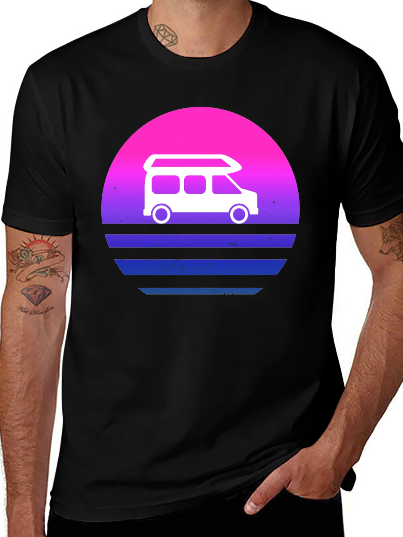 Retro Van Sunset T-Shirt - Vintage Camper Tee
