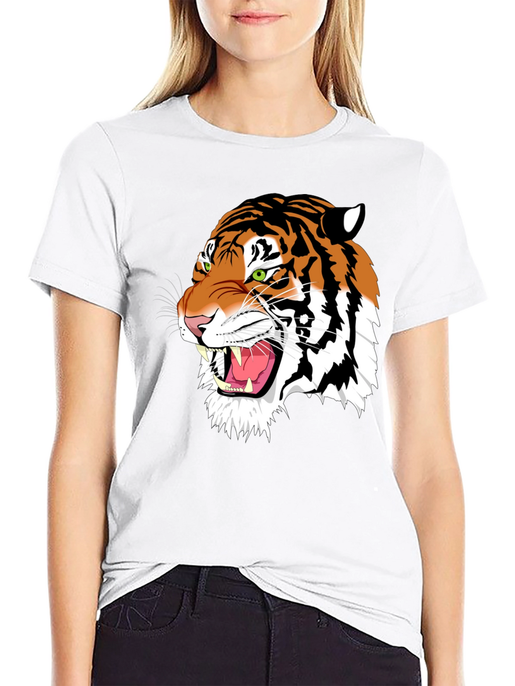Roaring Tiger Graphic Print Black T-Shirt