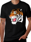 Roaring Tiger Graphic Print Black T-Shirt