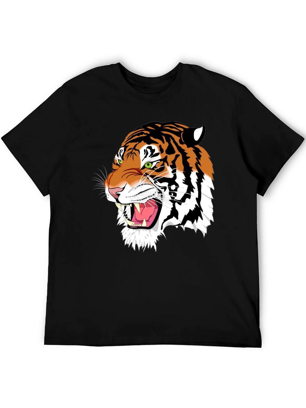 Roaring Tiger Graphic Print Black T-Shirt