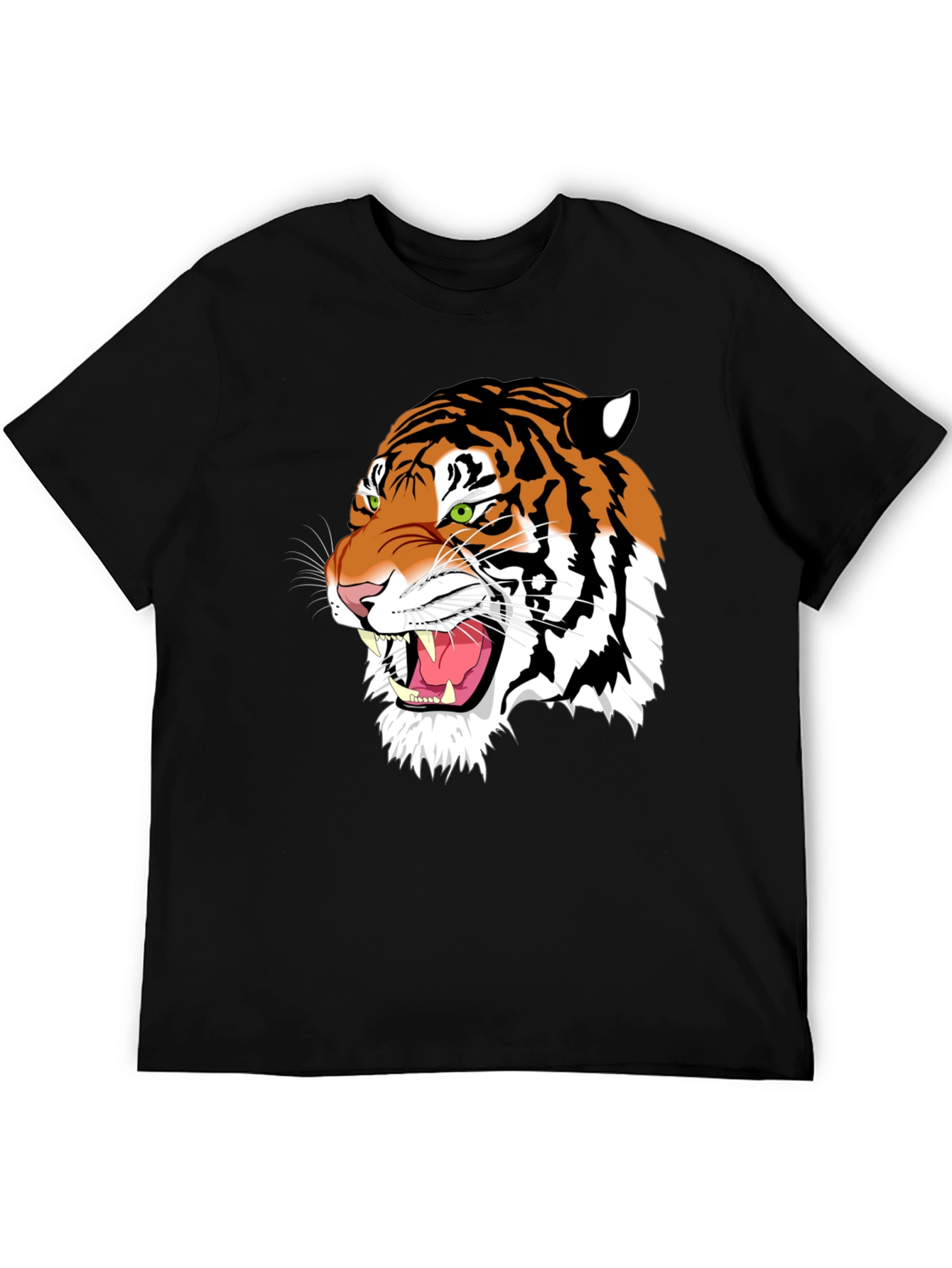 Roaring Tiger Graphic Print Black T-Shirt