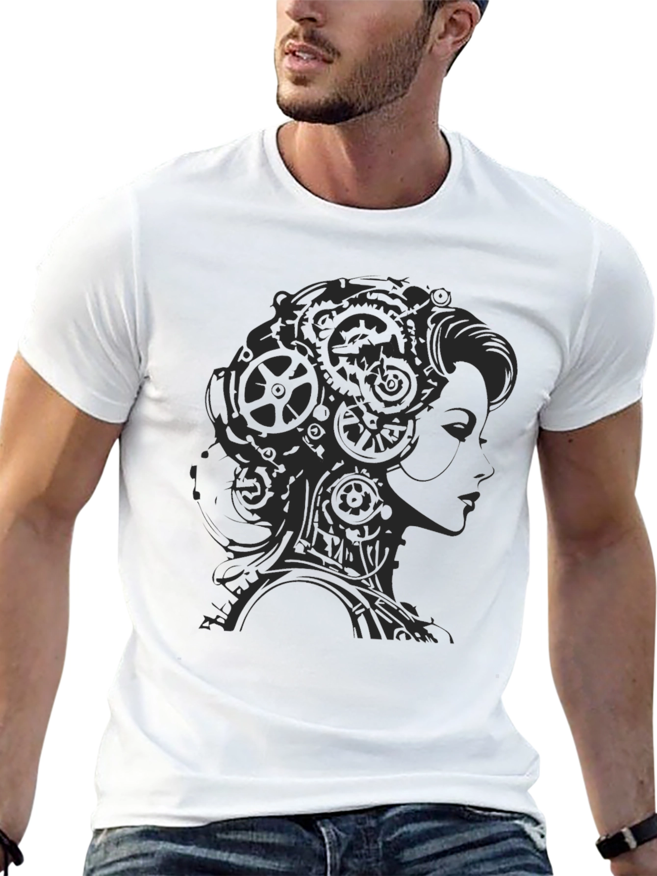 Steampunk Lady Graphic T-Shirt - Black