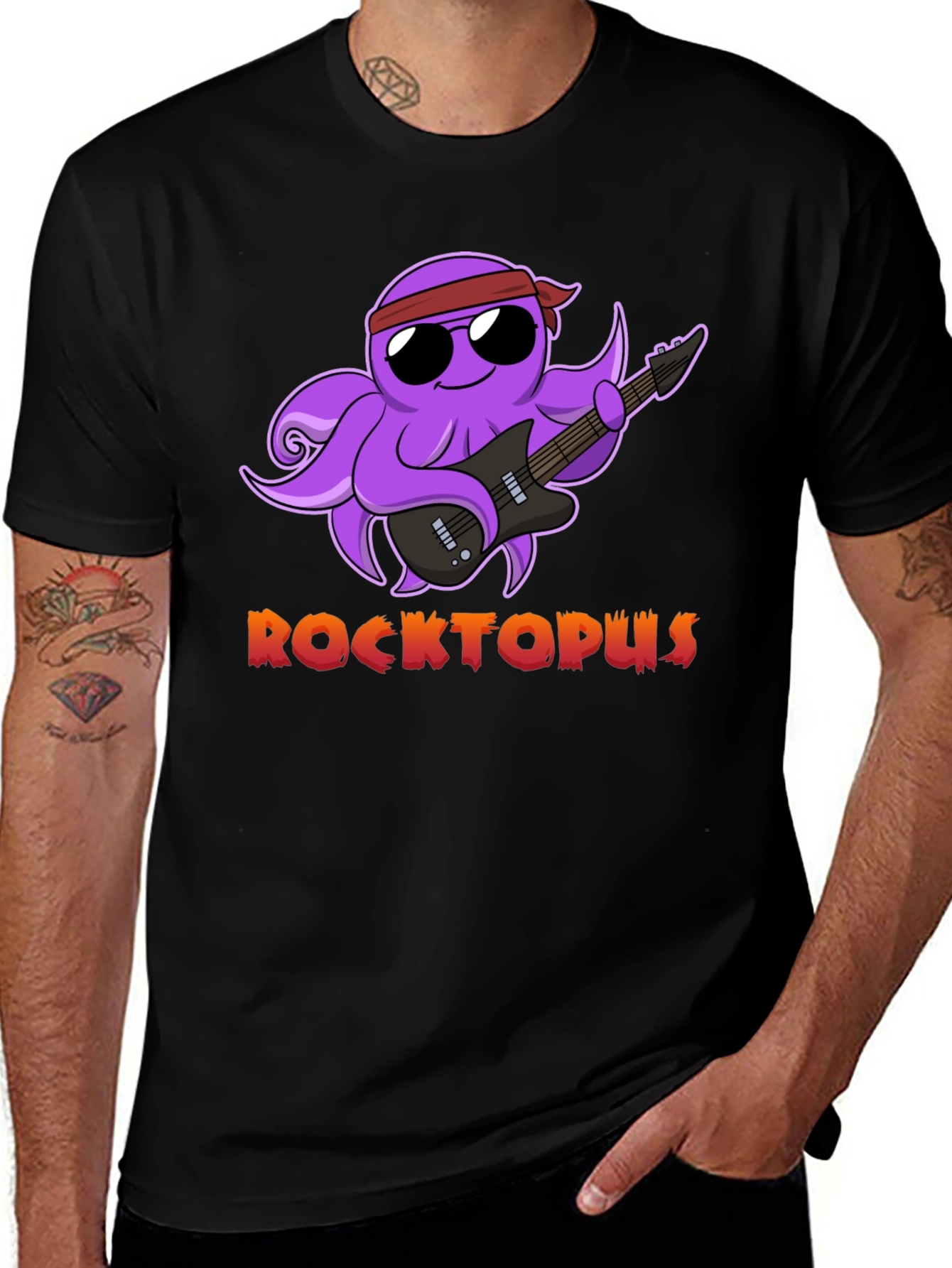 Rocktopus Graphic T-Shirt - Cool Octopus Band Tee