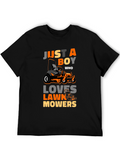 Just A Boy Who Loves Lawn Mowers Graphic Tee