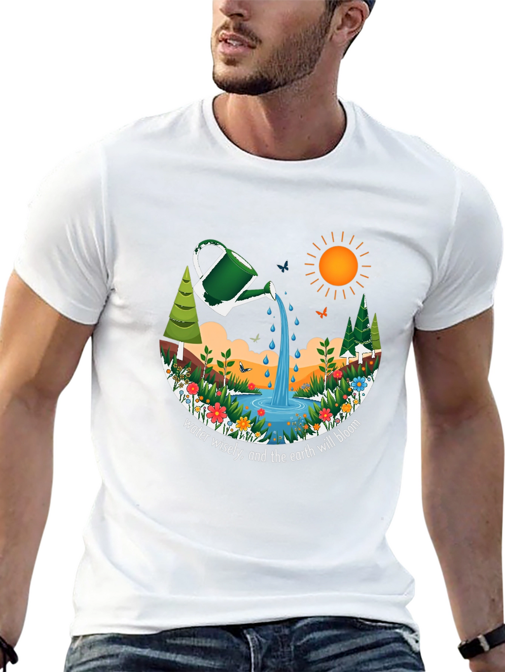 Eco-Friendly Earth Bloom Graphic T-Shirt