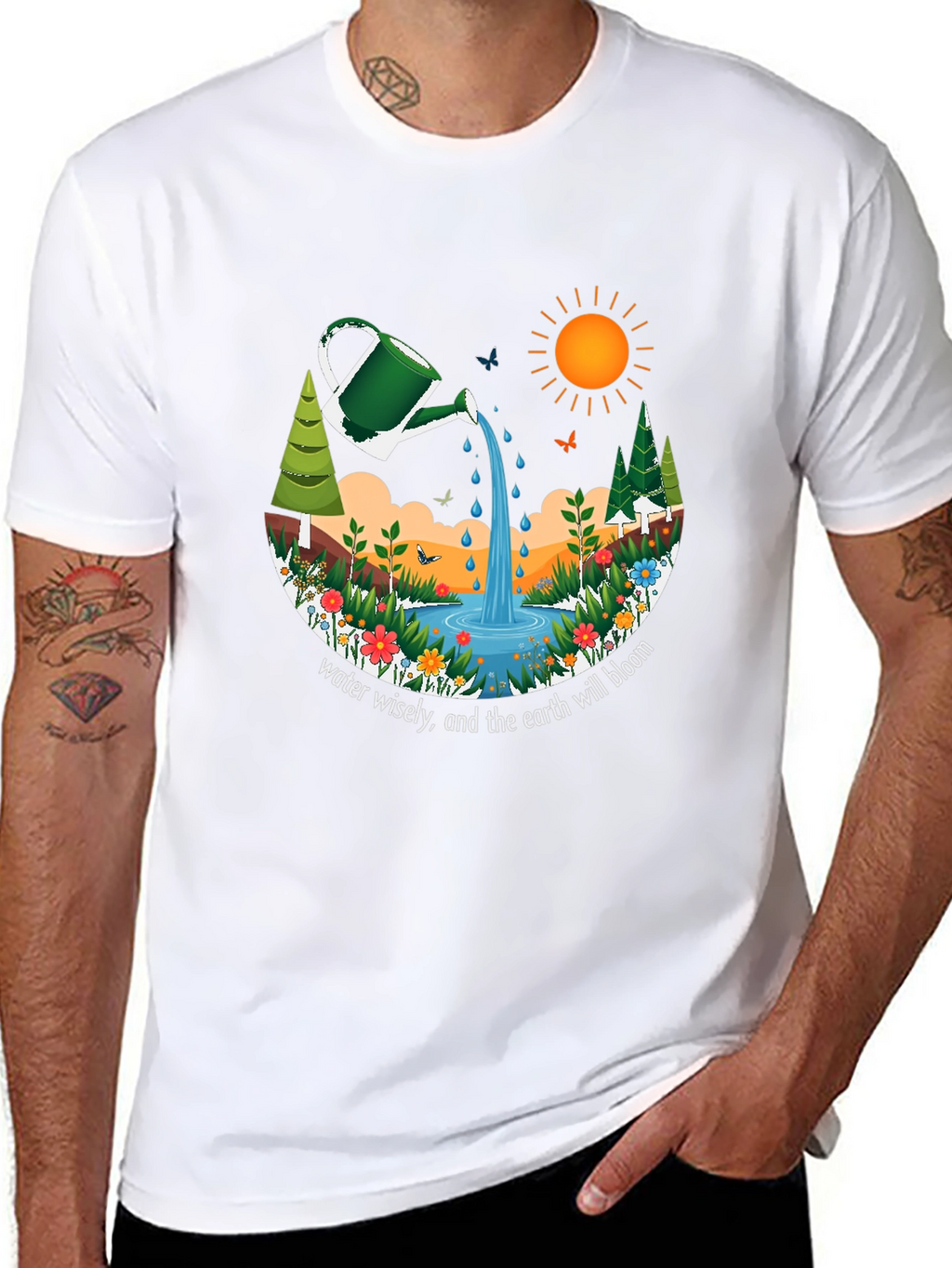 Eco-Friendly Earth Bloom Graphic T-Shirt