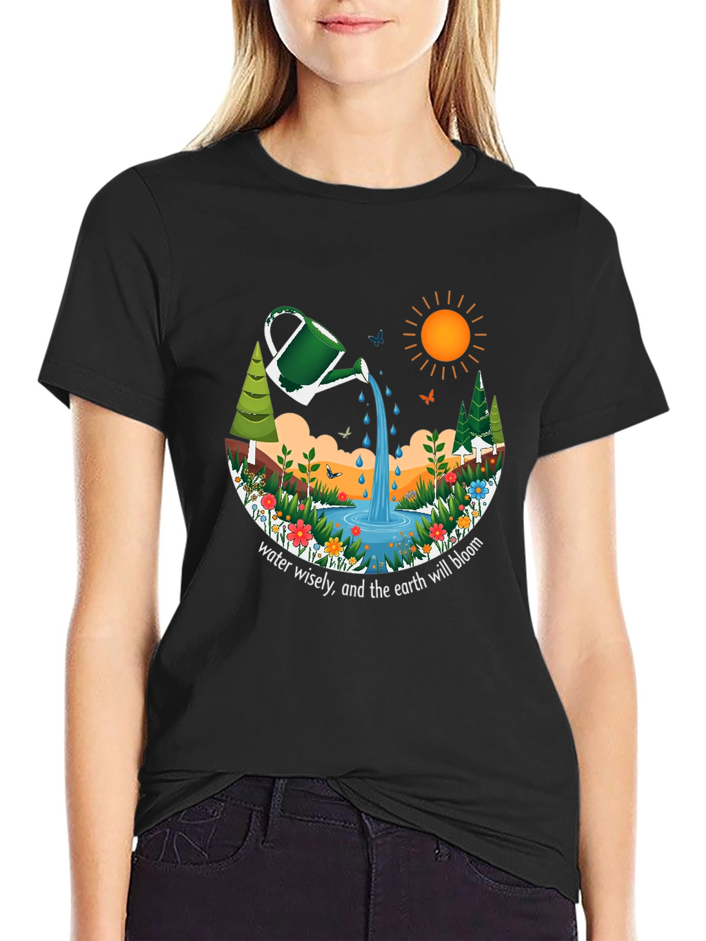Eco-Friendly Earth Bloom Graphic T-Shirt