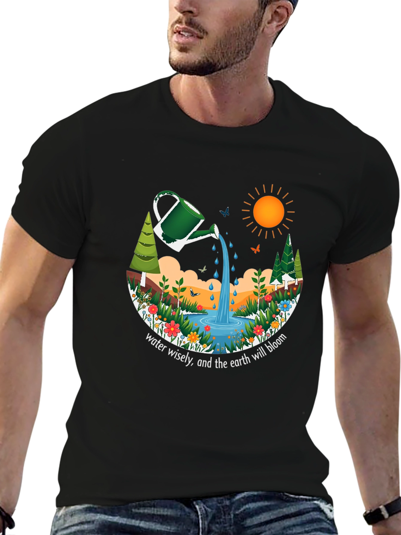 Eco-Friendly Earth Bloom Graphic T-Shirt