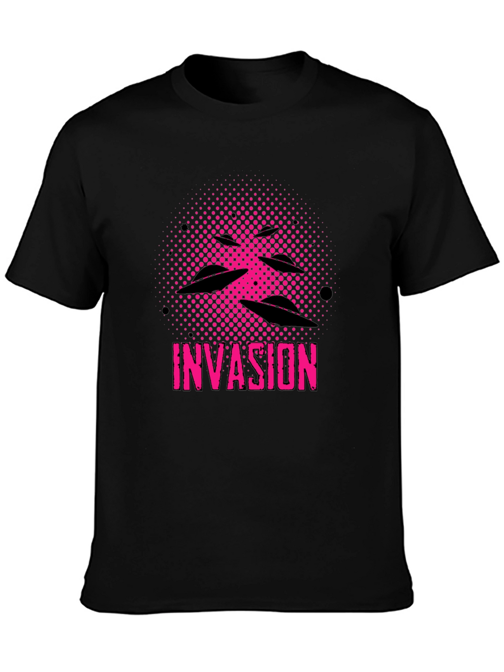 Invasion Graphic Tee - UFO Alien Design Black