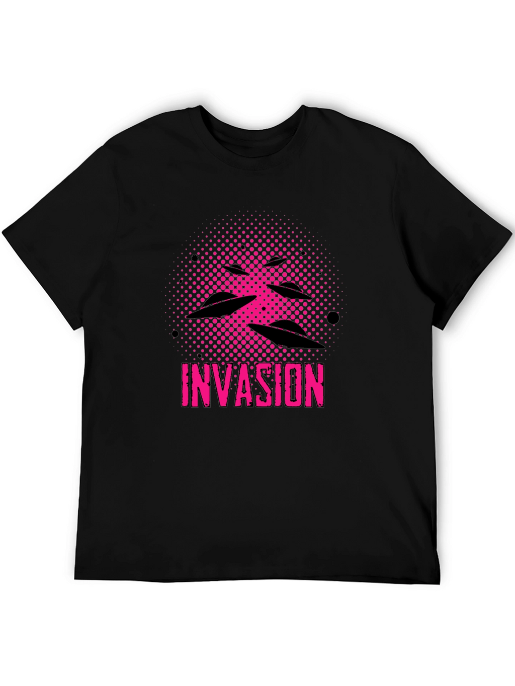 Invasion Graphic Tee - UFO Alien Design Black
