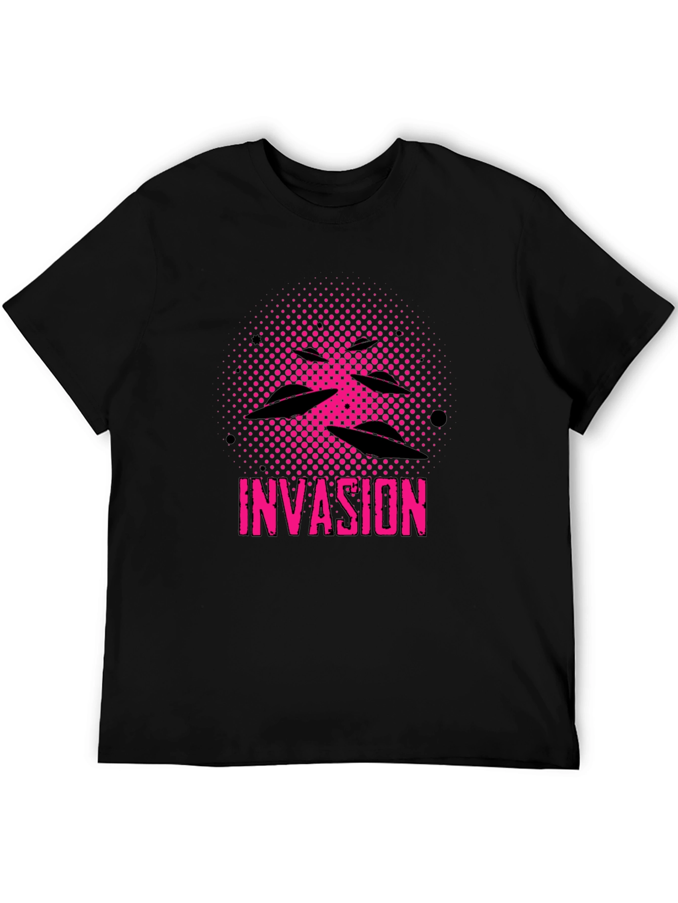 Invasion Graphic Tee - UFO Alien Design Black