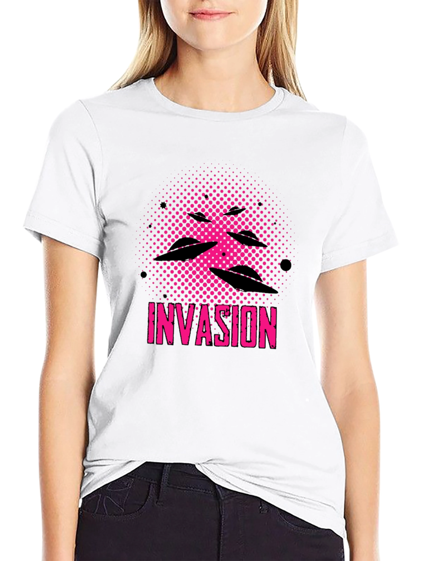 Invasion Graphic Tee - UFO Alien Design Black