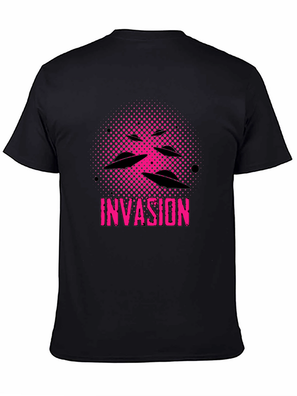 Invasion Graphic Tee - UFO Alien Design Black