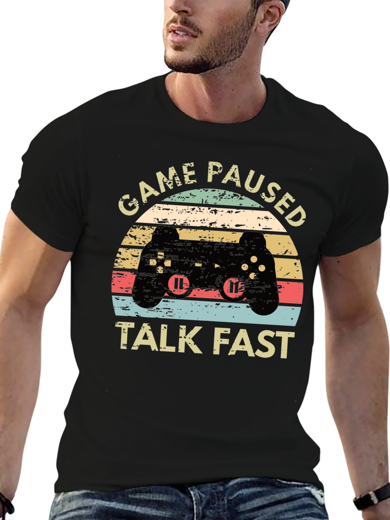 Game Paused Talk Fast Black T-Shirt