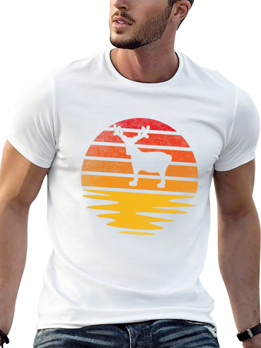 Retro Reindeer Sunset Graphic Tee