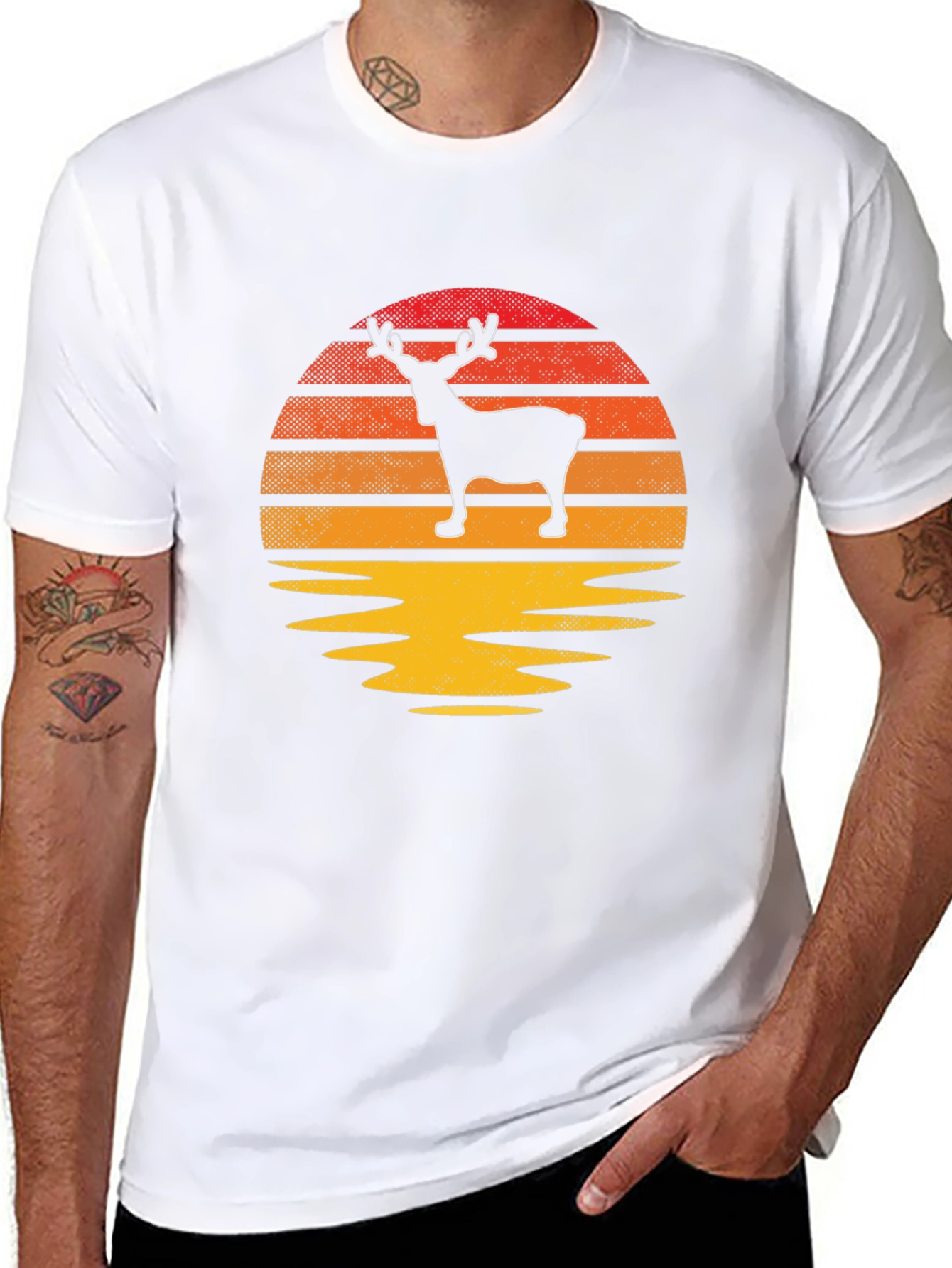 Retro Reindeer Sunset Graphic Tee