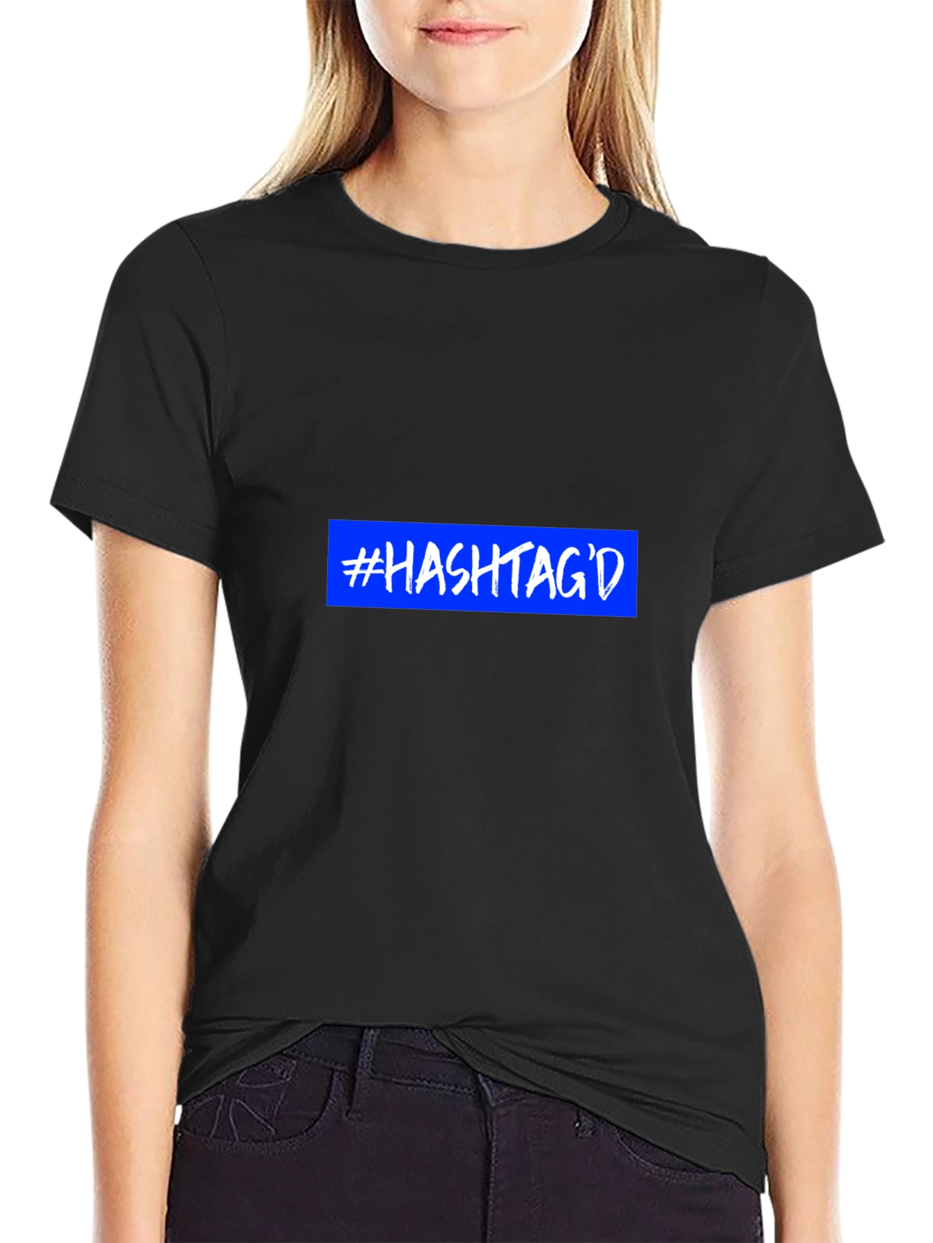 Hashtagd Graphic T-Shirt - Trendy Blue on Black Tee