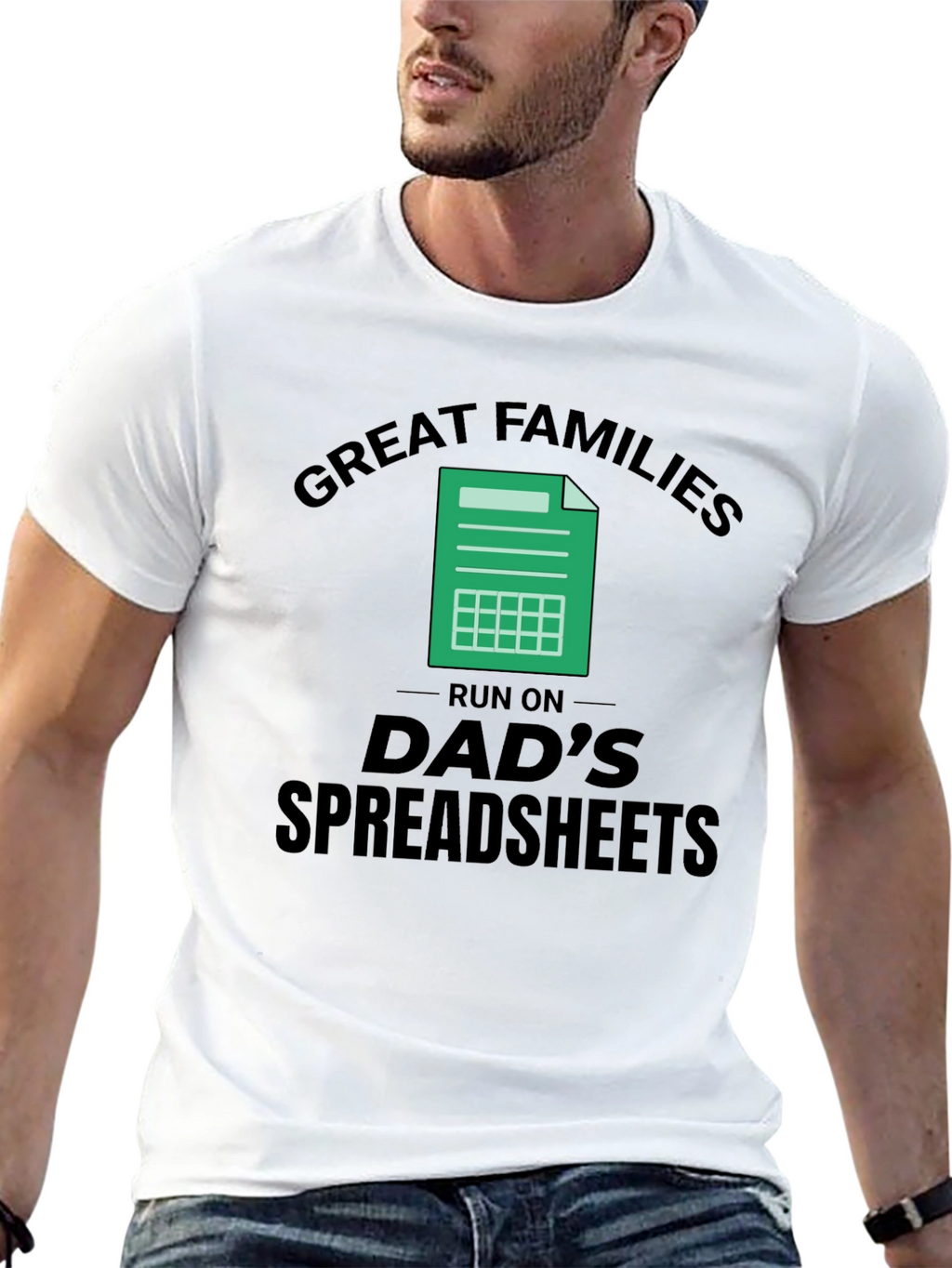 Great Families Dads Spreadsheet Black T-Shirt