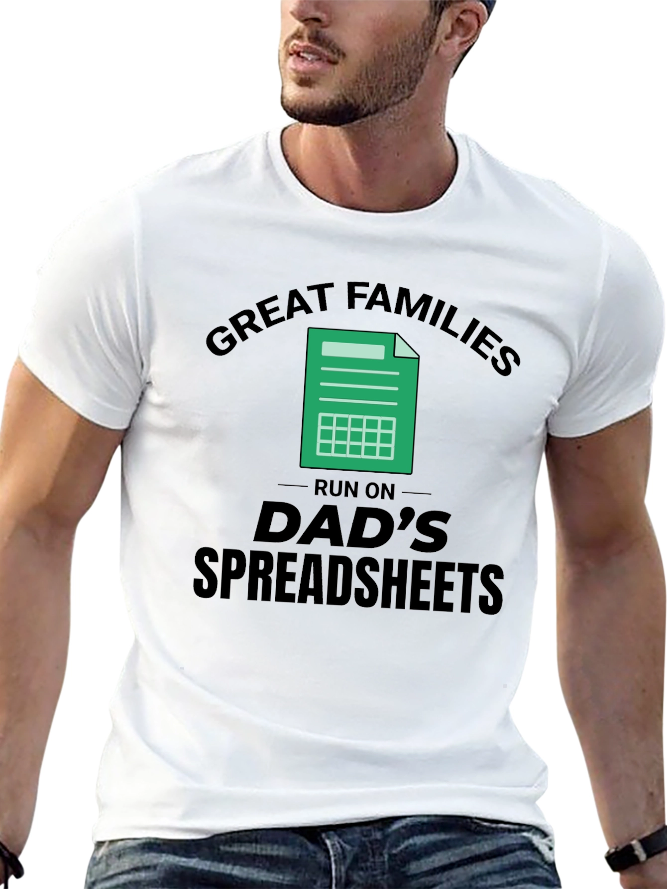 Great Families Dads Spreadsheet Black T-Shirt