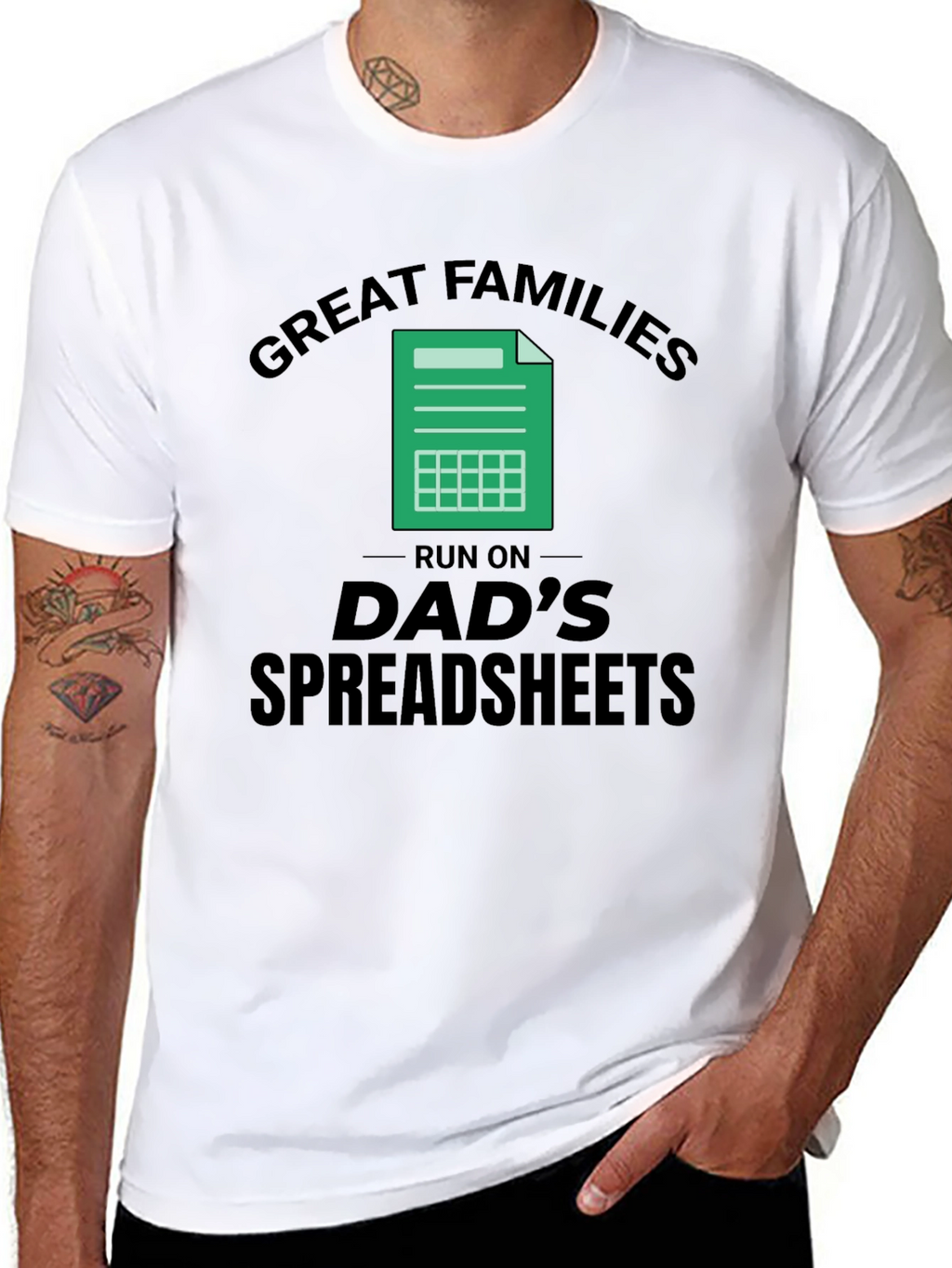 Great Families Dads Spreadsheet Black T-Shirt
