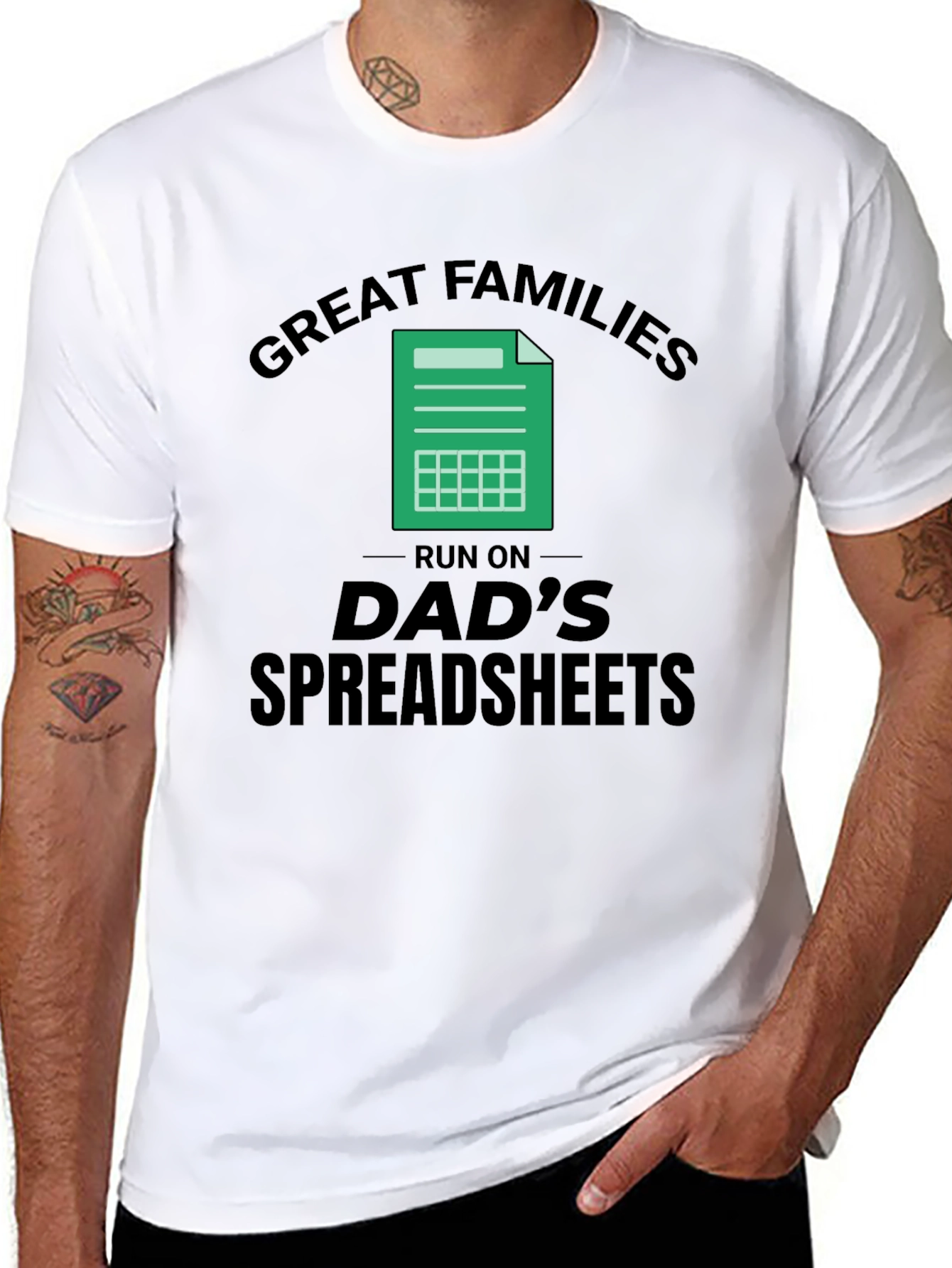 Great Families Dads Spreadsheet Black T-Shirt
