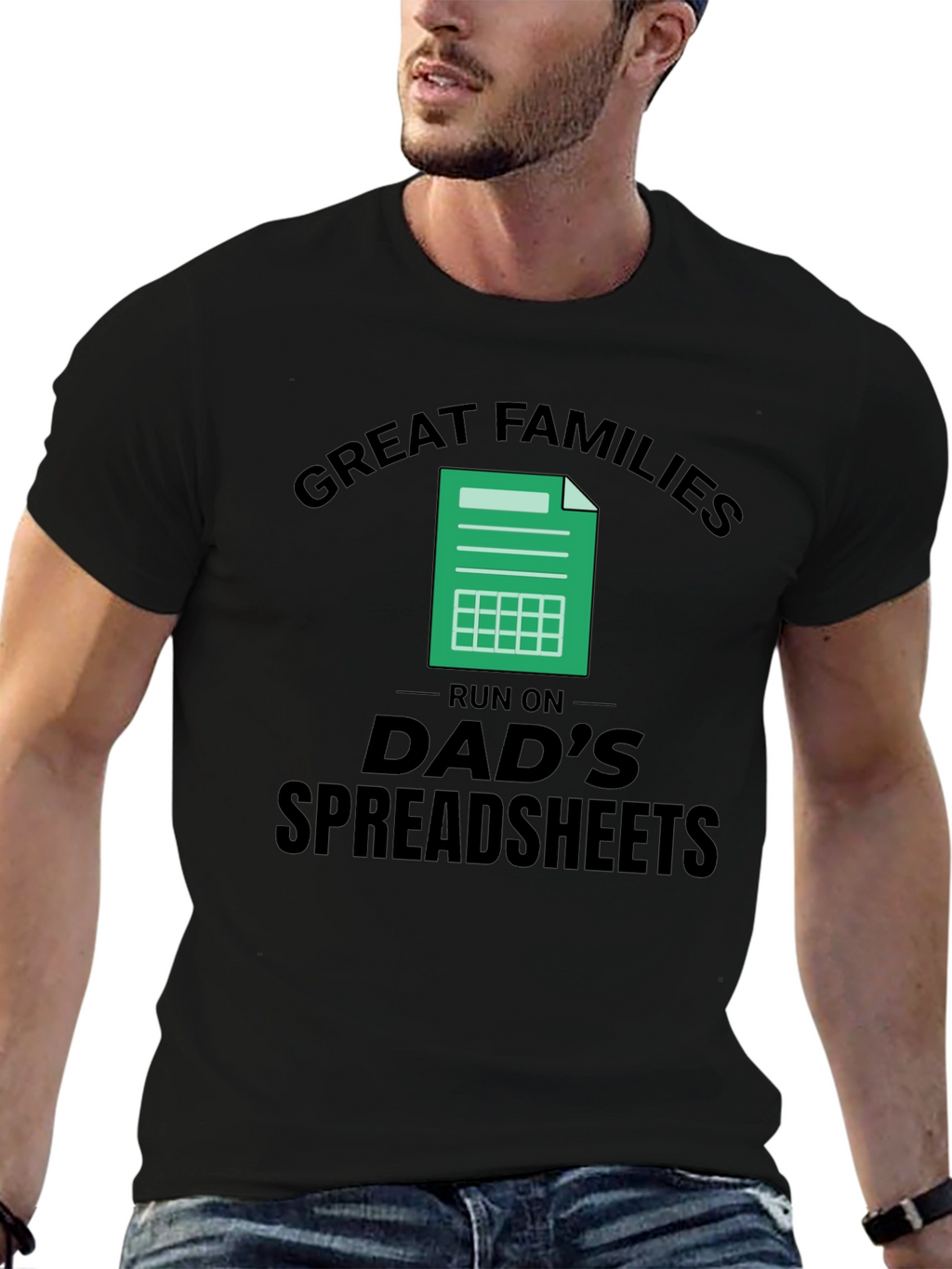 Great Families Dads Spreadsheet Black T-Shirt