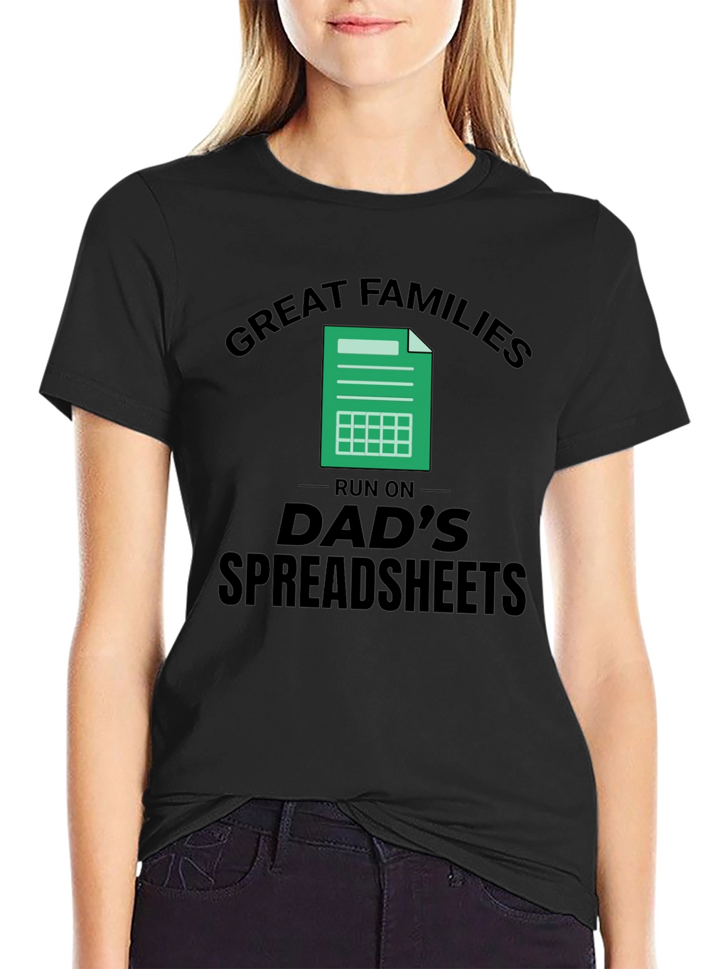 Great Families Dads Spreadsheet Black T-Shirt
