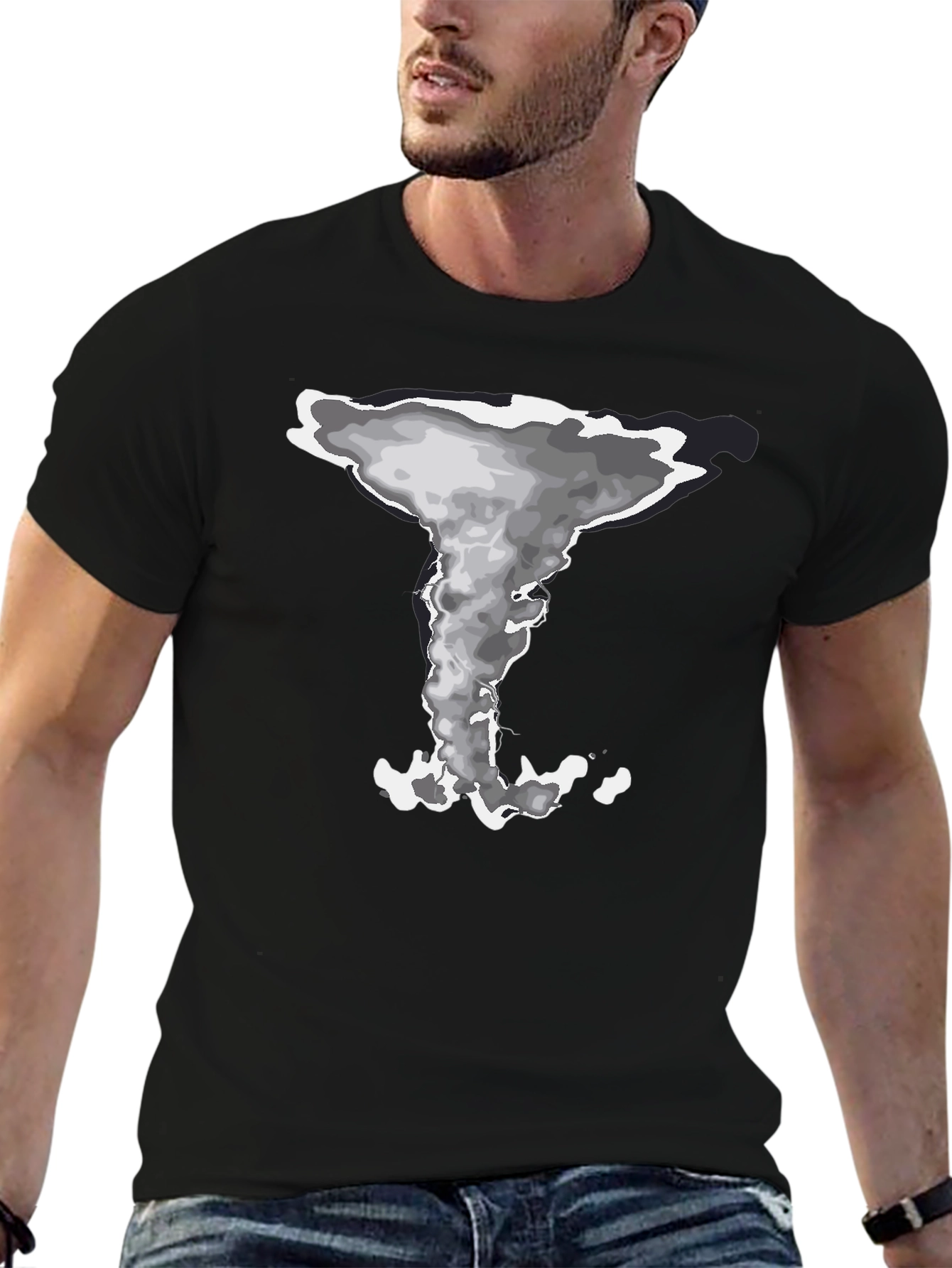 Mushroom Cloud Graphic Tee - Stylish Black Cotton T-Shirt