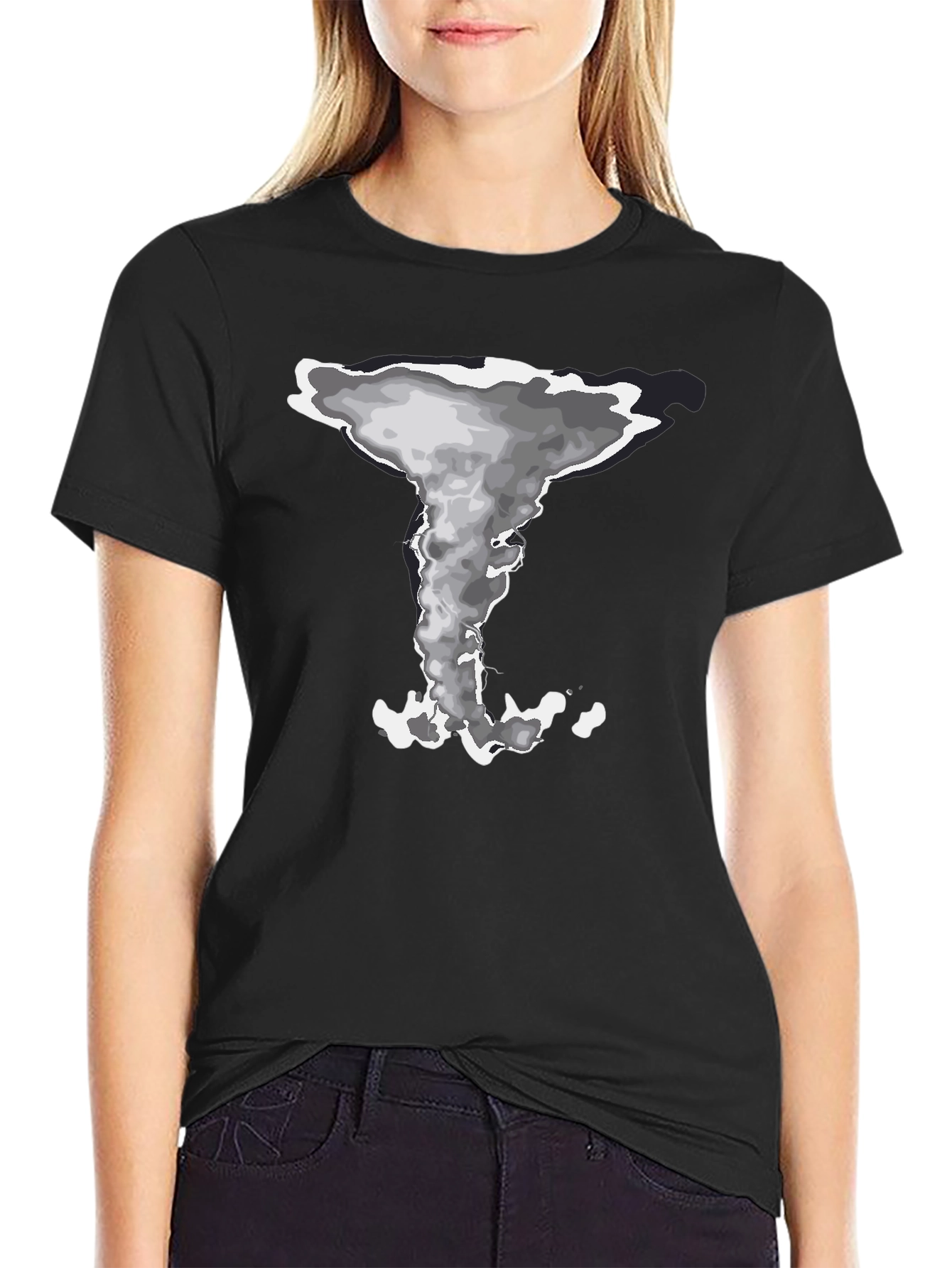 Mushroom Cloud Graphic Tee - Stylish Black Cotton T-Shirt