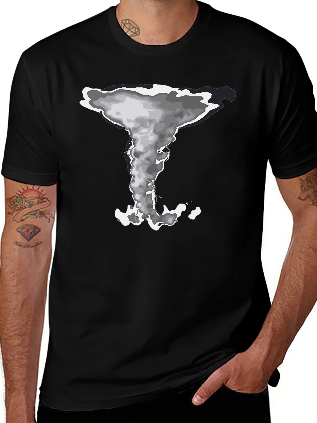 Mushroom Cloud Graphic Tee - Stylish Black Cotton T-Shirt