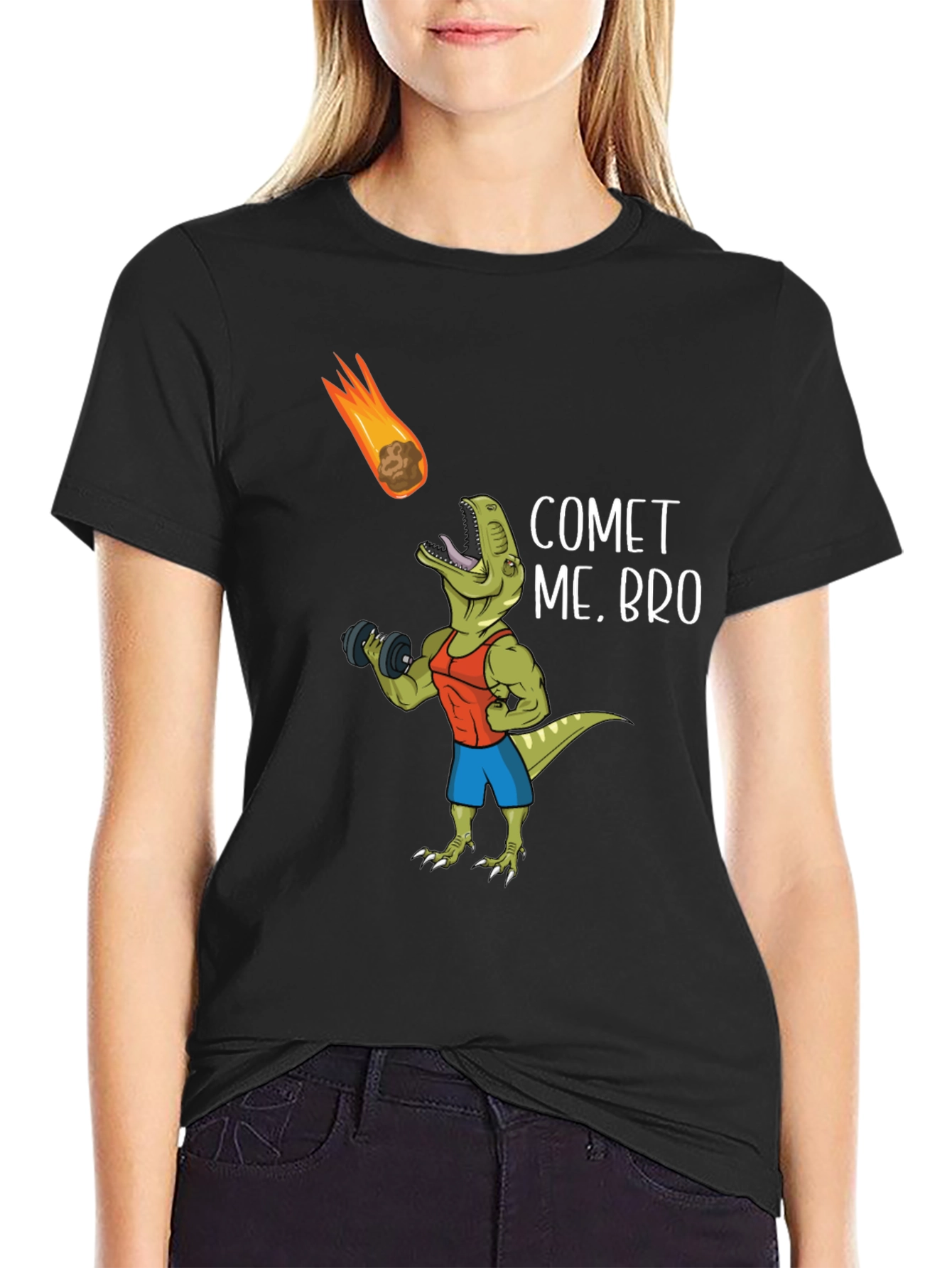 Comet Me Bro T-Shirt Dinosaur Gym Humor Tee