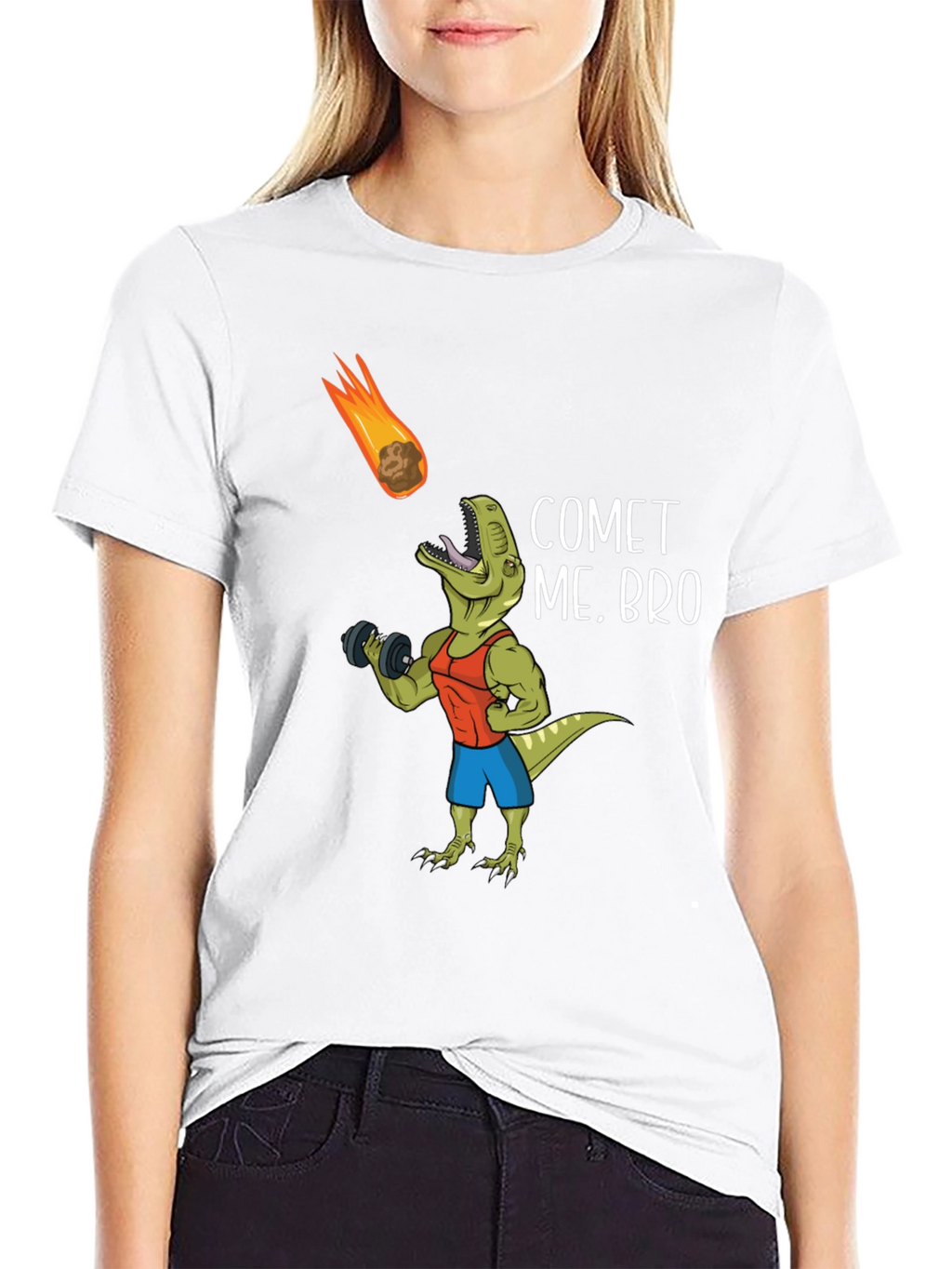 Comet Me Bro T-Shirt Dinosaur Gym Humor Tee