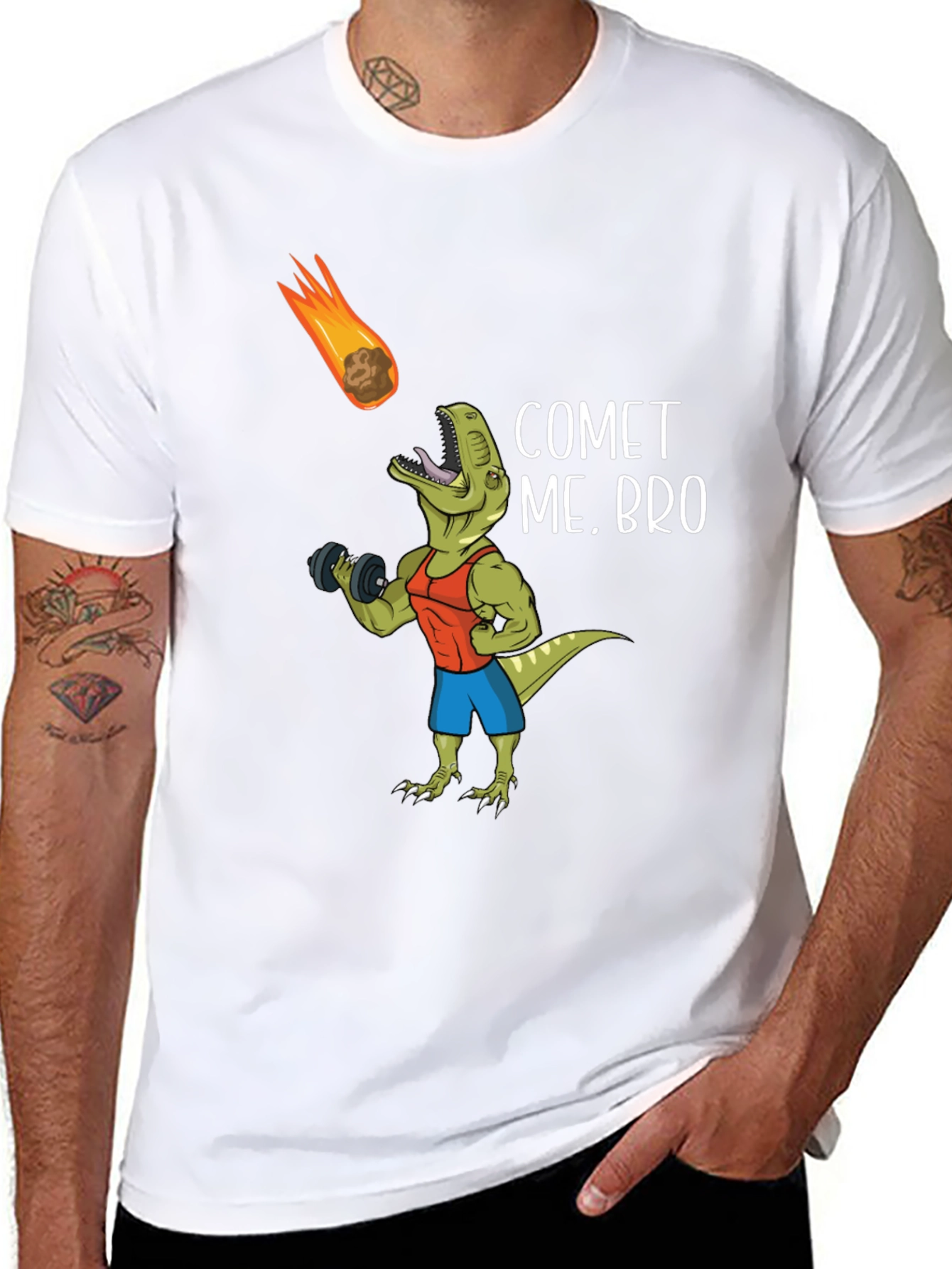 Comet Me Bro T-Shirt Dinosaur Gym Humor Tee
