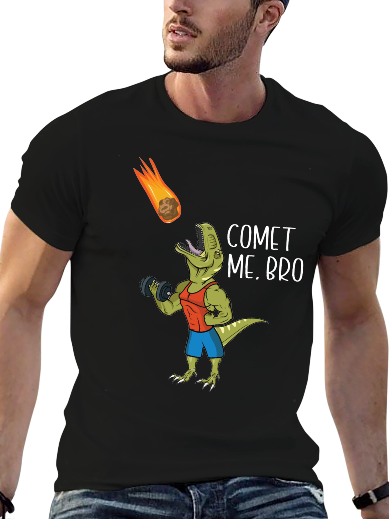 Comet Me Bro T-Shirt Dinosaur Gym Humor Tee
