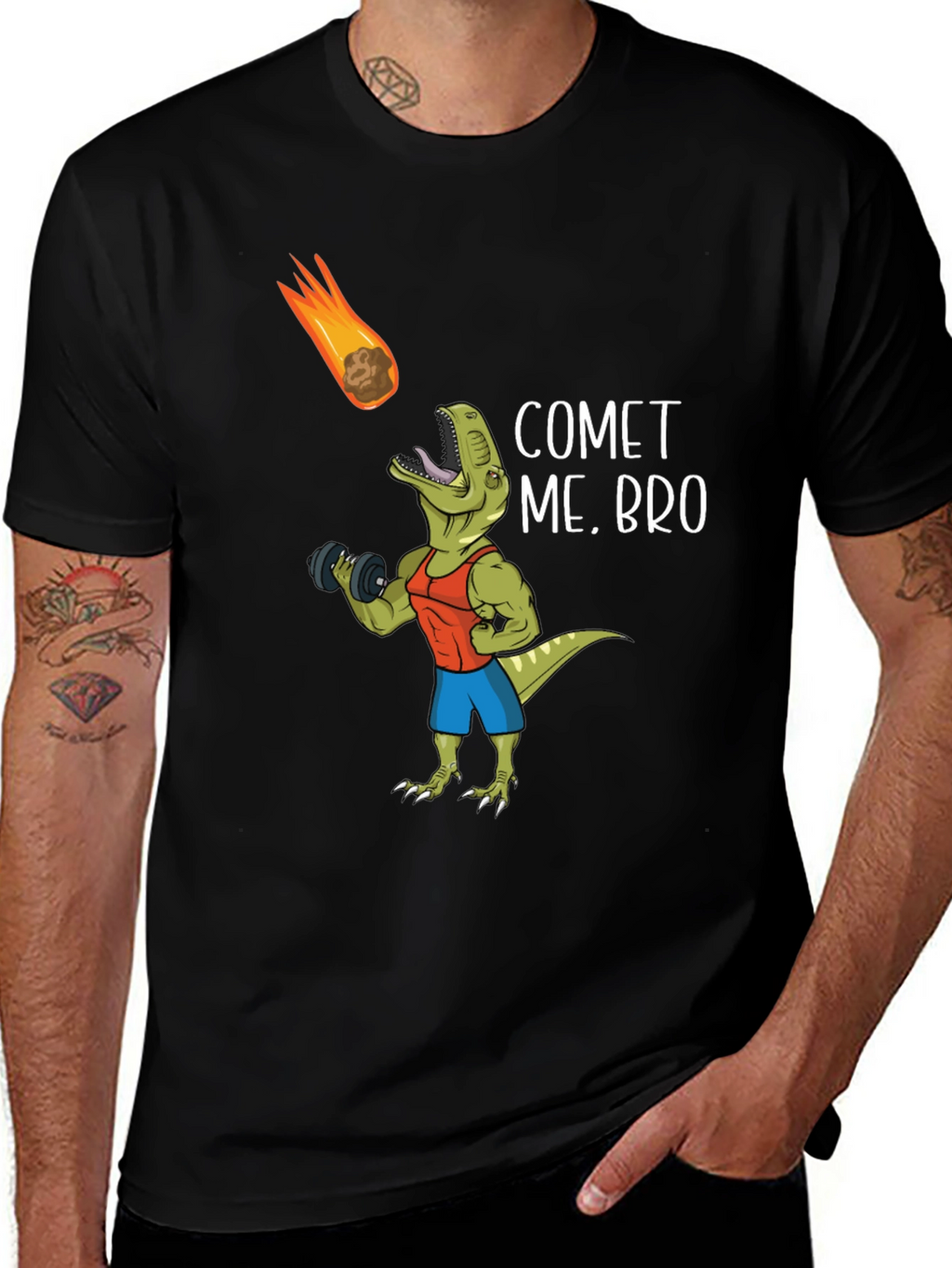 Comet Me Bro T-Shirt Dinosaur Gym Humor Tee