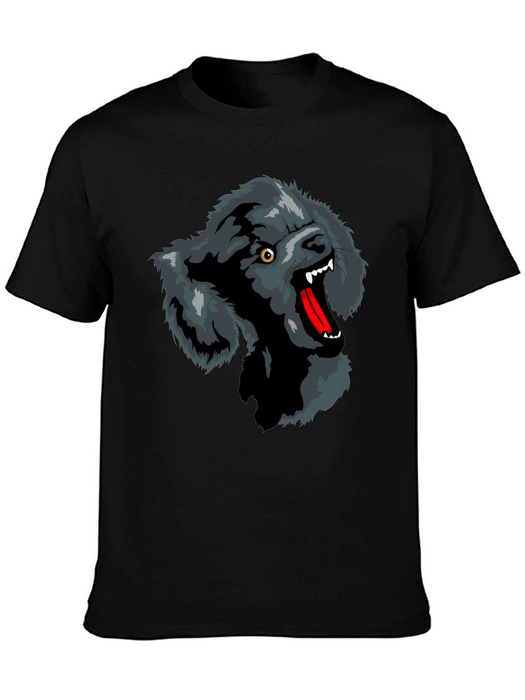 Wolf Graphic Print T-Shirt - Black
