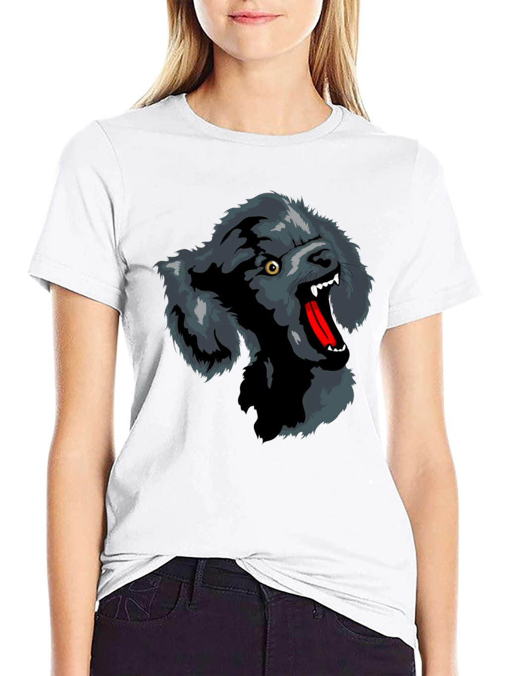 Wolf Graphic Print T-Shirt - Black