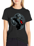 Wolf Graphic Print T-Shirt - Black