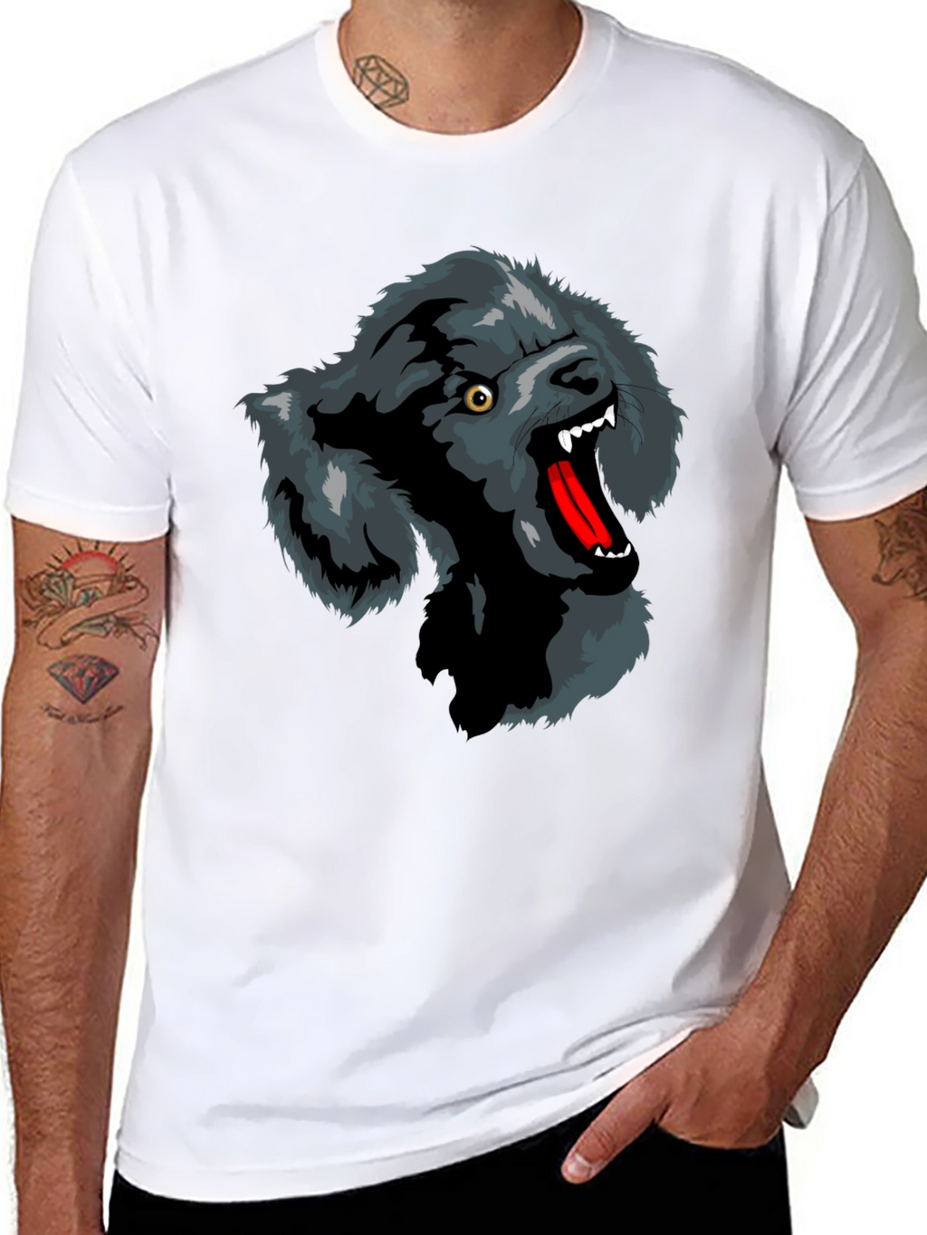 Wolf Graphic Print T-Shirt - Black