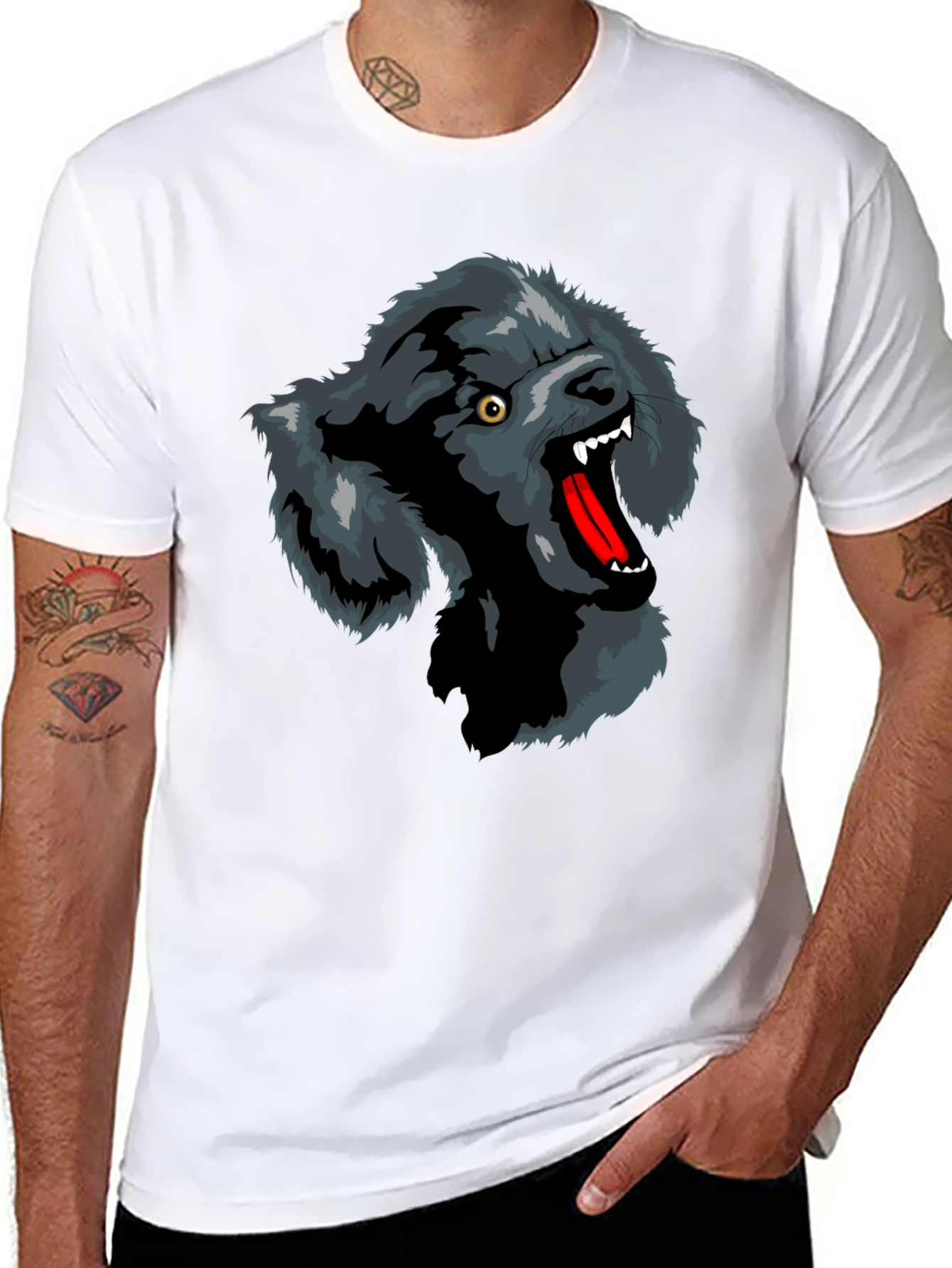 Wolf Graphic Print T-Shirt - Black