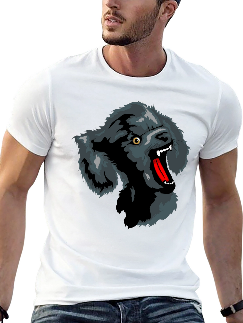 Wolf Graphic Print T-Shirt - Black